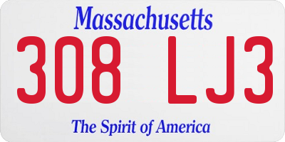 MA license plate 308LJ3