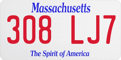 MA license plate 308LJ7