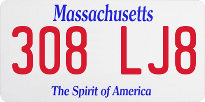MA license plate 308LJ8