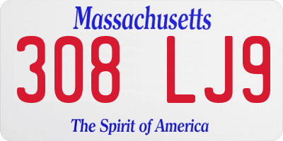 MA license plate 308LJ9