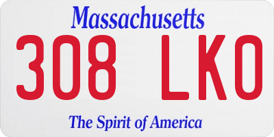 MA license plate 308LK0