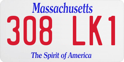 MA license plate 308LK1
