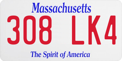 MA license plate 308LK4