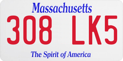 MA license plate 308LK5