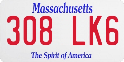 MA license plate 308LK6