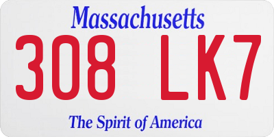 MA license plate 308LK7