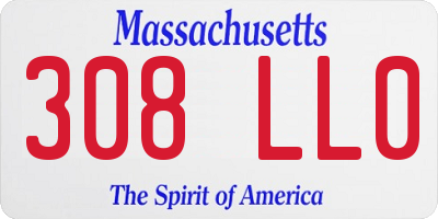 MA license plate 308LL0