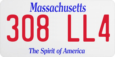 MA license plate 308LL4