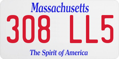 MA license plate 308LL5