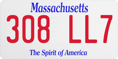 MA license plate 308LL7