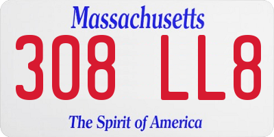 MA license plate 308LL8