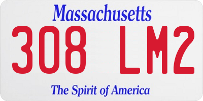 MA license plate 308LM2