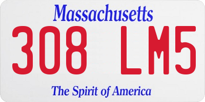 MA license plate 308LM5