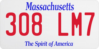 MA license plate 308LM7