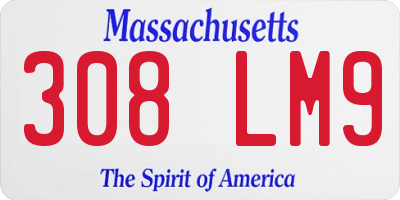 MA license plate 308LM9