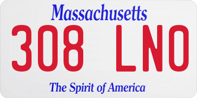 MA license plate 308LN0