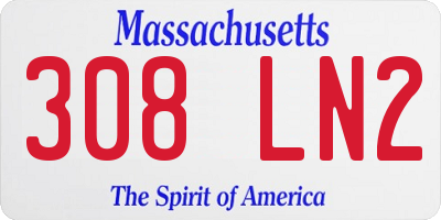 MA license plate 308LN2