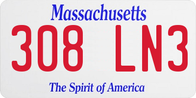 MA license plate 308LN3