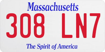 MA license plate 308LN7