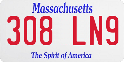 MA license plate 308LN9