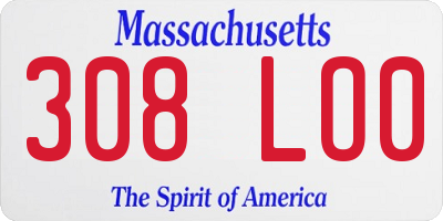 MA license plate 308LO0