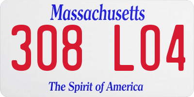 MA license plate 308LO4