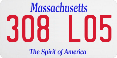 MA license plate 308LO5