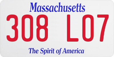 MA license plate 308LO7