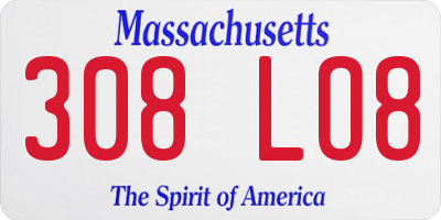 MA license plate 308LO8