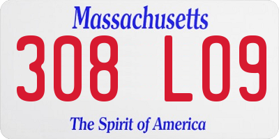 MA license plate 308LO9