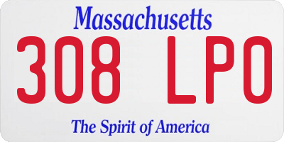 MA license plate 308LP0