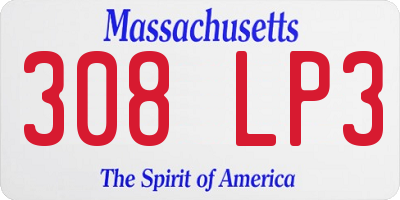 MA license plate 308LP3