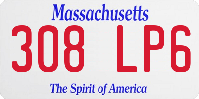MA license plate 308LP6