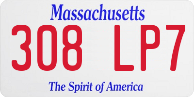 MA license plate 308LP7