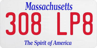 MA license plate 308LP8