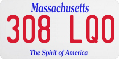 MA license plate 308LQ0