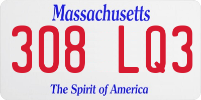 MA license plate 308LQ3