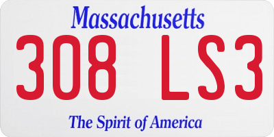 MA license plate 308LS3