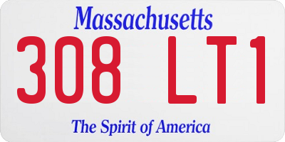MA license plate 308LT1
