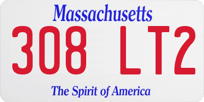 MA license plate 308LT2