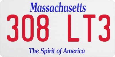 MA license plate 308LT3