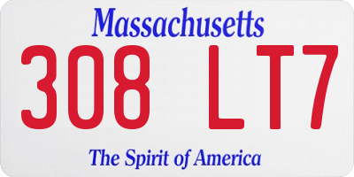 MA license plate 308LT7
