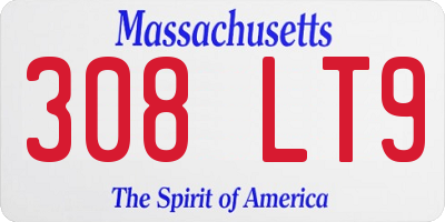 MA license plate 308LT9