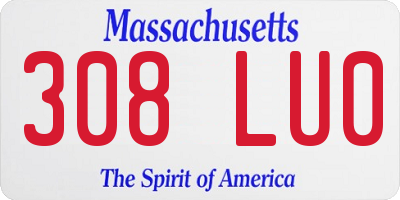 MA license plate 308LU0