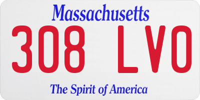 MA license plate 308LV0