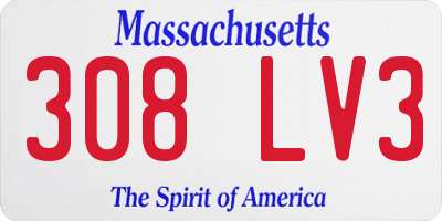MA license plate 308LV3