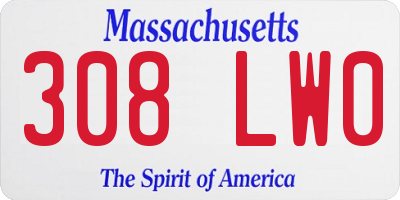 MA license plate 308LW0