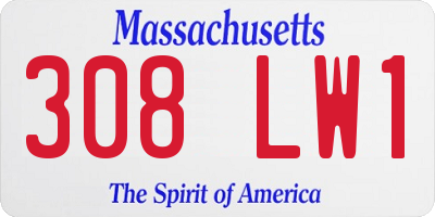 MA license plate 308LW1