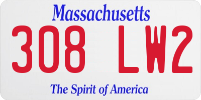 MA license plate 308LW2
