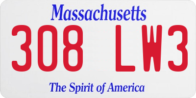 MA license plate 308LW3